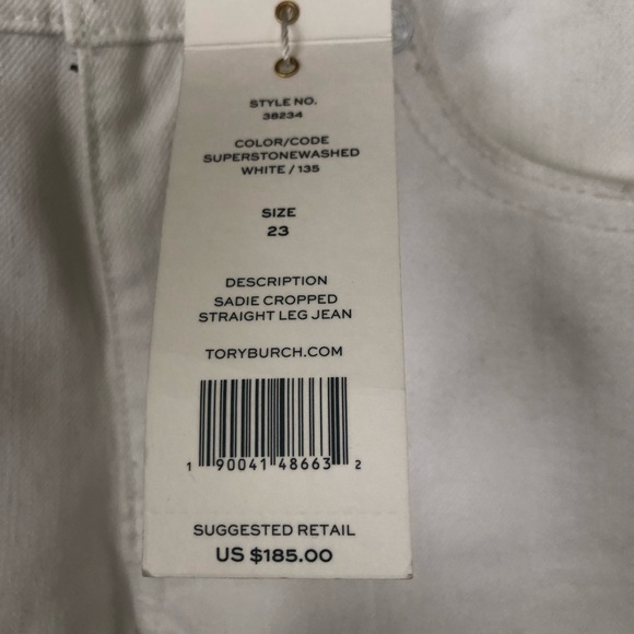 Tory Burch NWT Sadie Cropped Straight Leg Jean - Picture 3 of 5